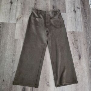 Ruti Pull on Trouser Work Pull on Pants Brown Sz 3 US 12 Wide leg Faux suede EUC